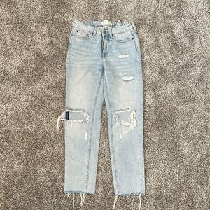 Distressed Straight Leg Denim